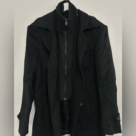 Men’s Wool/Polyester Blend Black Coat - Picture 7 of 15
